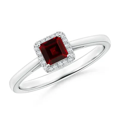 Angara Classic Square Garnet Halo Ring In Metallic