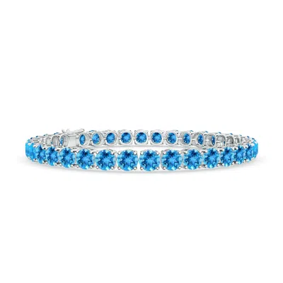 Angara Classic Swiss Blue Topaz Linear Tennis Bracelet