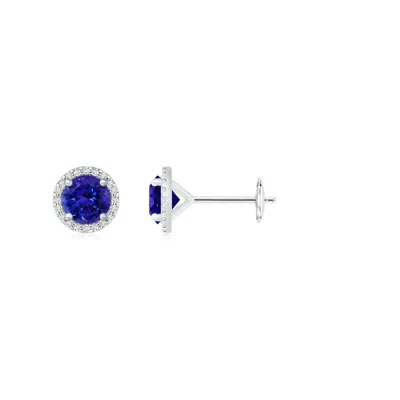 Angara Classic Tanzanite And Diamond Halo Stud Earrings In Metallic