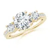 Angara Classic Three Stone Lab-grown Diamond Engagement Ring In Yellow Gold/f-g