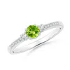 Angara Classic Three Stone Peridot And Diamond Ring In White Gold/yellowish Green