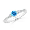 Angara Classic Three Stone Swiss Blue Topaz And Diamond Ring In White Gold/swiss Blue
