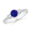 Angara Classic Three Stone Tanzanite And Diamond Ring In White Gold/deep Rich Violet Blue