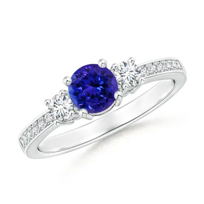 Angara Classic Three Stone Tanzanite And Diamond Ring In Metallic