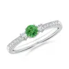 Angara Classic Three Stone Tsavorite And Diamond Ring In White Gold/bright Medium Green