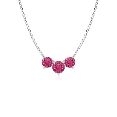 Angara Classic Trio Pink Sapphire Necklace In Metallic