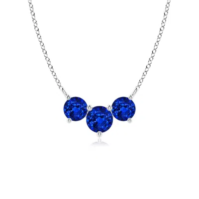 Angara Classic Trio Sapphire Necklace In Blue