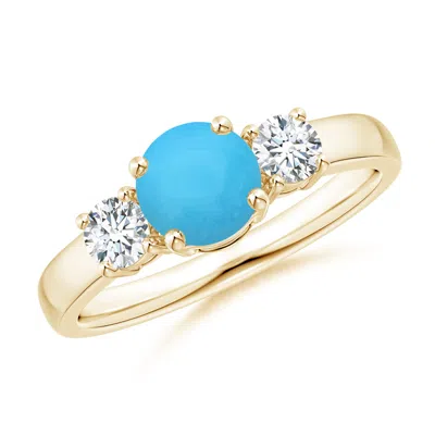 Angara Classic Turquoise And Diamond Three Stone Engagement Ring In Gold