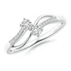 Angara Classic Two Stone Diamond Bypass Split Shank Ring