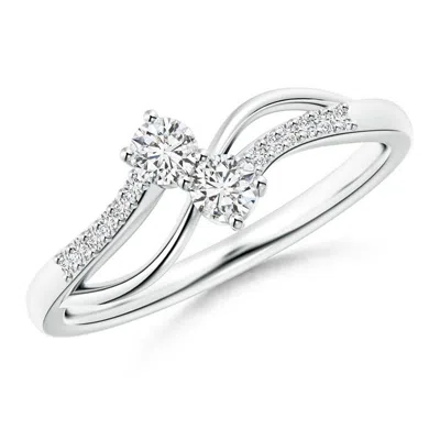 Angara Classic Two Stone Diamond Bypass Split Shank Ring