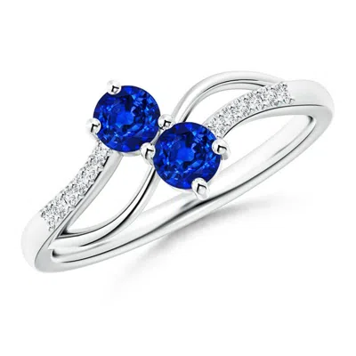 Angara Classic Two Stone Sapphire Bypass Split Shank Ring In Metallic