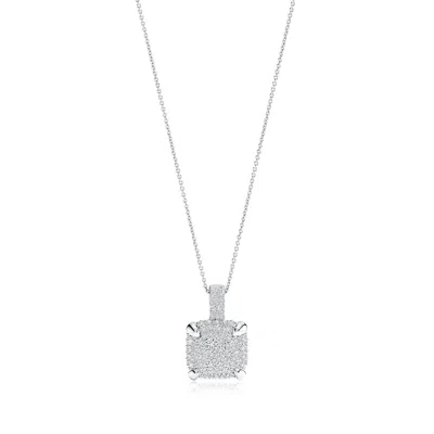 Angara Claw Prong Diamond Cluster Cushion Pendant