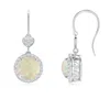Angara Claw-set Cabochon Opal Dangle Earrings With Heart Motif In White Gold/milky With Medium Play Of Colour