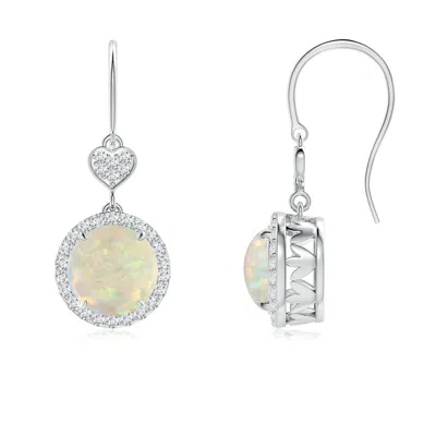 Angara Claw-set Cabochon Opal Dangle Earrings With Heart Motif In Multi
