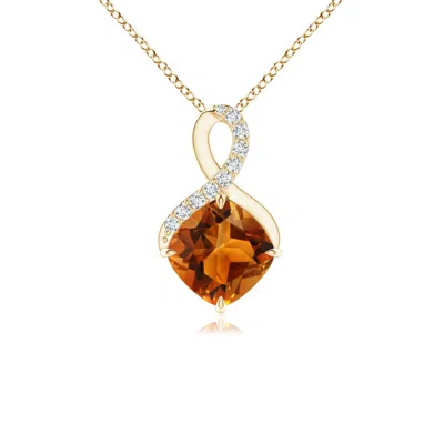 Angara Claw-set Citrine Infinity Pendant With Diamonds In Gold