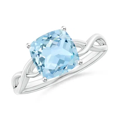 Angara Claw-set Cushion Aquamarine Solitaire Engagement Ring In Metallic