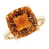 Angara Claw-set Cushion Citrine Solitaire Cocktail Ring In Yellow Gold/deep Golden