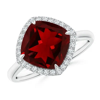 Angara Claw-set Cushion Garnet Cocktail Halo Ring In Metallic