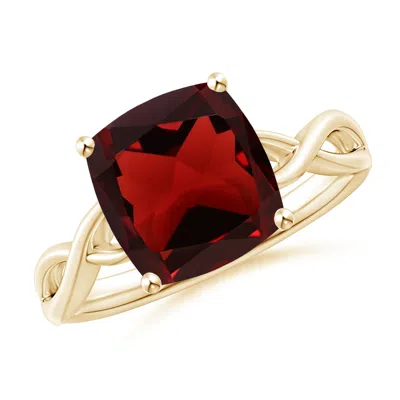 Angara Claw-set Cushion Garnet Solitaire Engagement Ring In Gold