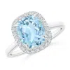Angara Claw-set Cushion Rectangular Aquamarine Cathedral Style Cocktail Ring In White Gold/light Swiss Blue