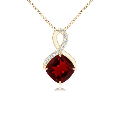 Angara Claw-set Garnet Infinity Pendant With Diamonds In Gold
