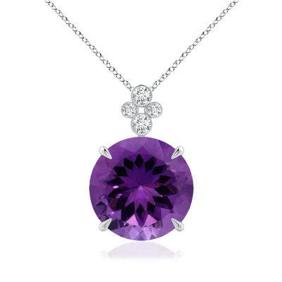 Angara Claw-set Gia Certified Amethyst Pendant With Bezel Diamonds In Metallic