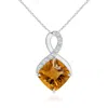 Angara Claw-set Gia Certified Citrine Infinity Pendant With Diamonds In White Gold/deep Golden
