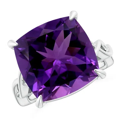 Angara Claw-set Gia Certified Cushion Amethyst Crossover Ring In Purple