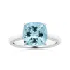Angara Claw-set Gia Certified Cushion Aquamarine Ring With Reverse Tapered Shank In White Gold/light Swiss Blue
