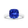 Angara Claw-set Gia Certified Cushion Blue Sapphire Solitaire Ring In White Gold/medium To Rich Blue