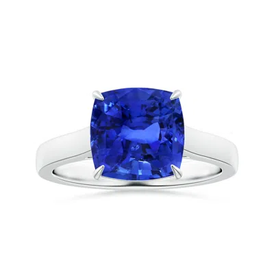 Angara Claw-set Gia Certified Cushion Blue Sapphire Solitaire Ring In Metallic