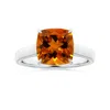 Angara Claw-set Gia Certified Cushion Citrine Solitaire Ring With Leaf Motifs In White Gold/yellow
