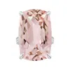 Angara Claw-set Gia Certified Cushion Morganite Scroll Ring With Diamonds In White Gold/light Peach