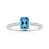 Angara Claw-set Gia Certified Cushion Rectangular Swiss Blue Topaz Leaf Ring With Diamonds In White Gold/swiss Blue