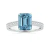 Angara Claw-set Gia Certified Emerald-cut Aquamarine Ring With Reverse Tapered Diamond Shank In White Gold/light Swiss Blue