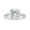 Angara Claw-set Gia Certified Emerald-cut White Sapphire Twist Shank Ring In White Gold