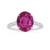Angara Claw-set Gia Certified Oval Pink Sapphire Ring With Diamonds In White Gold/medium Pink