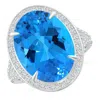 Angara Claw-set Gia Certified Oval Sky Blue Topaz Cocktail Ring In White Gold