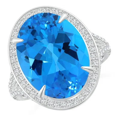 Angara Claw-set Gia Certified Oval Sky Blue Topaz Cocktail Ring In Metallic