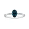 Angara Claw-set Gia Certified Oval Teal Sapphire Reverse Tapered Ring With Diamonds In White Gold/medium Greenish Blue