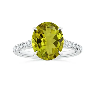 Angara Claw-set Gia Certified Oval Tourmaline Ring With Diamonds In Metallic