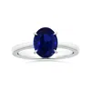 Angara Claw-set Gia Certified Solitaire Oval Blue Sapphire Reverse Tapered Shank Ring In White Gold/medium To Rich Blue