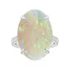 Angara Claw-set Gia Certified Solitaire Oval Opal Reverse Tapered Shank Ring With Leaf Motifs In White Gold/milky With Medium Play Of Colour