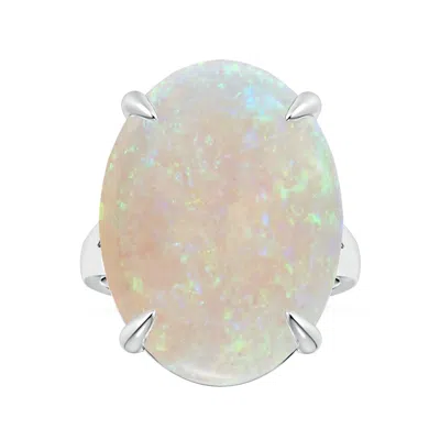 Angara Claw-set Gia Certified Solitaire Oval Opal Ring With Split Shank In Metallic