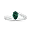 Angara Claw-set Gia Certified Solitaire Oval Teal Sapphire Bypass Ring In White Gold/medium Greenish Blue