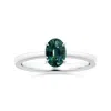 Angara Claw-set Gia Certified Solitaire Oval Teal Sapphire Reverse Tapered Shank Ring In White Gold/medium Greenish Blue