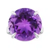 Angara Claw-set Gia Certified Solitaire Round Amethyst Split Shank Ring With Scrollwork In White Gold/medium Dark Purple