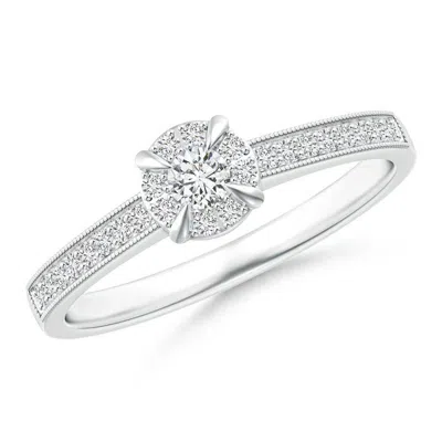 Angara Claw-set Halo Diamond Classic Promise Ring With Milgrain