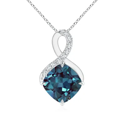 Angara Claw-set Lab-grown Alexandrite Infinity Pendant With Diamonds In Metallic