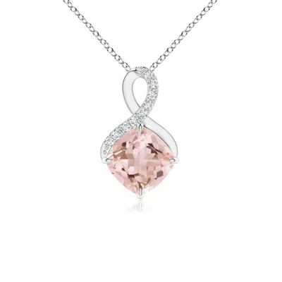Angara Claw-set Morganite Infinity Pendant With Diamonds In Metallic